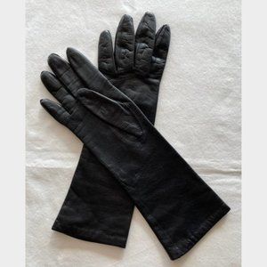 Vintage Long Black Leather Gloves